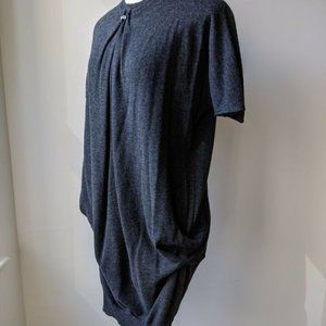 LANVIN Alber Elbaz Collectable Dark Grey Dress Short Sleeve Wool Sz S